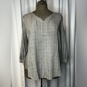 Van Heusen Blue and Brown Plaid Shirt